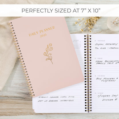 Beautiful 2025 Daily Planner - 7" x 10" Daily Planner for Women or Men with Weekly & Monthly Spreads for Easy Planning - Perfect Calendar Book To Organize All Tasks and Boost Productivity