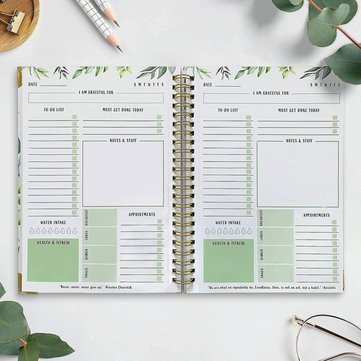 Aesthetic Greenery to Do List Notebook - Beautiful Daily Planner Easily Organizes Your Daily Tasks and Boosts Productivity - The Perfect Journal and Undated Office Supplies Notepad for Women