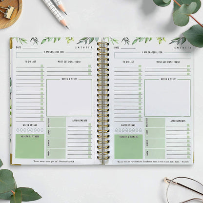 Aesthetic Greenery to Do List Notebook - Beautiful Daily Planner Easily Organizes Your Daily Tasks and Boosts Productivity - The Perfect Journal and Undated Office Supplies Notepad for Women