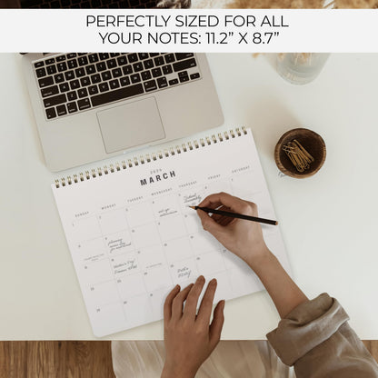Beautiful Monthly Planner 2026–2027 – Top Spiral-Bound Calendar Book with Monthly Layouts, 8.5 x 10.95 in