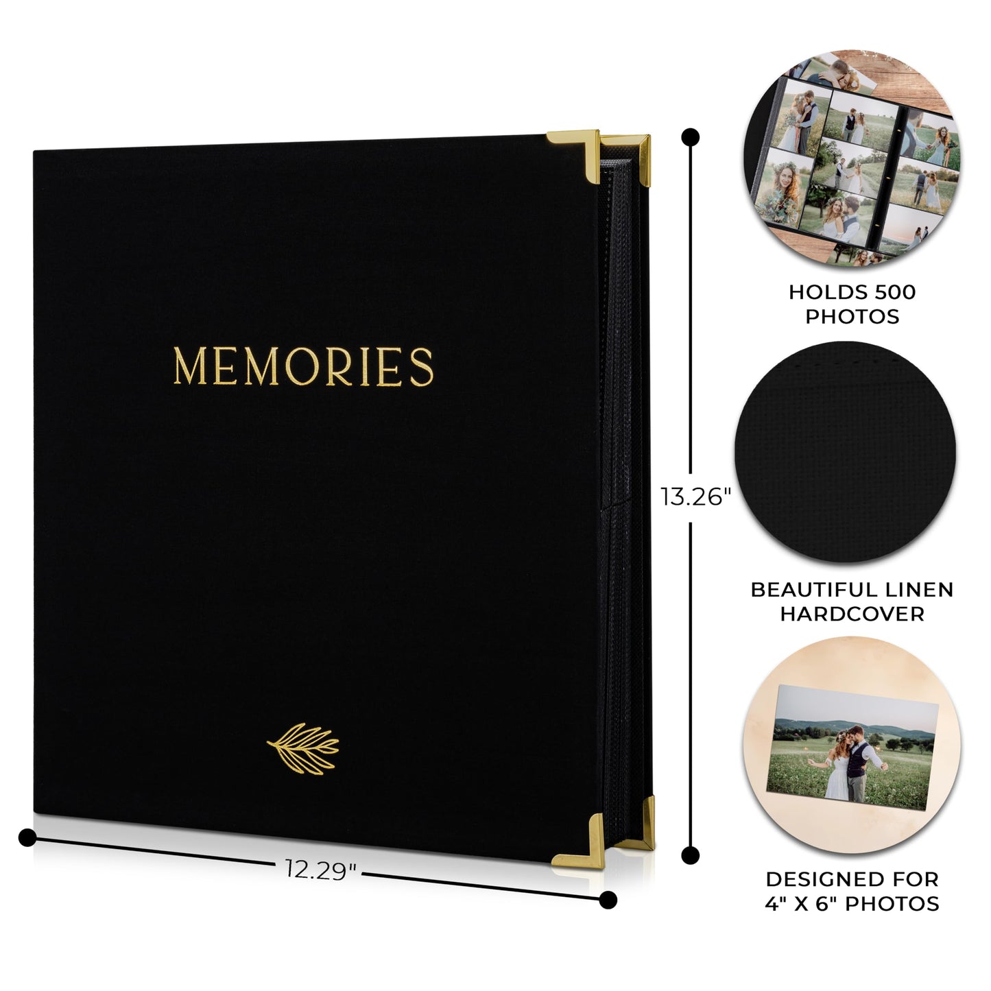 Beautiful Linen Photo Album For 4x6 Photos - Safely Holds Up To 500 Pictures of Unique Memories - The Perfect Large Photo Book To Store All Pictures of Treasured Family, Baby or Wedding Moments