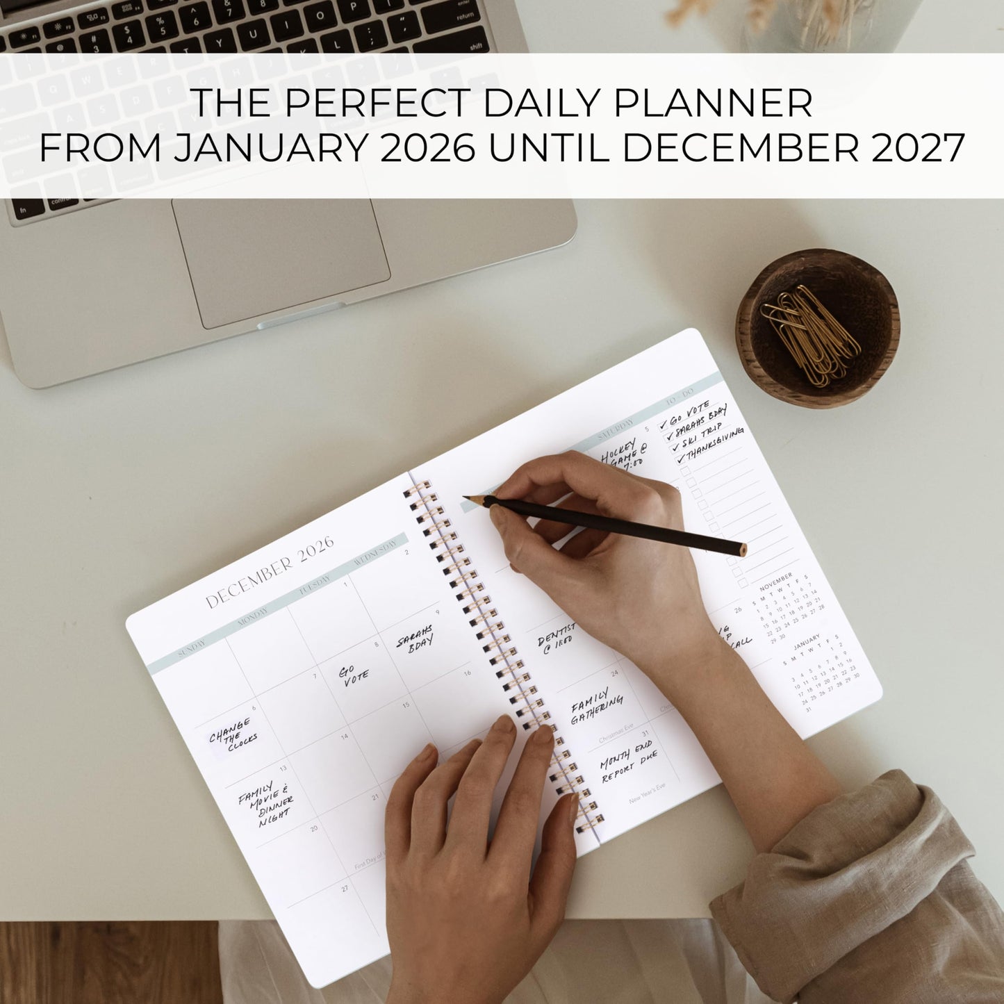 Beautiful 2026-2027 Monthly Planner and Calendar Book - To Do List Notebook That Easily Organizes Your Tasks to Boost Productivity - Runs From January 2026 Until December 2027