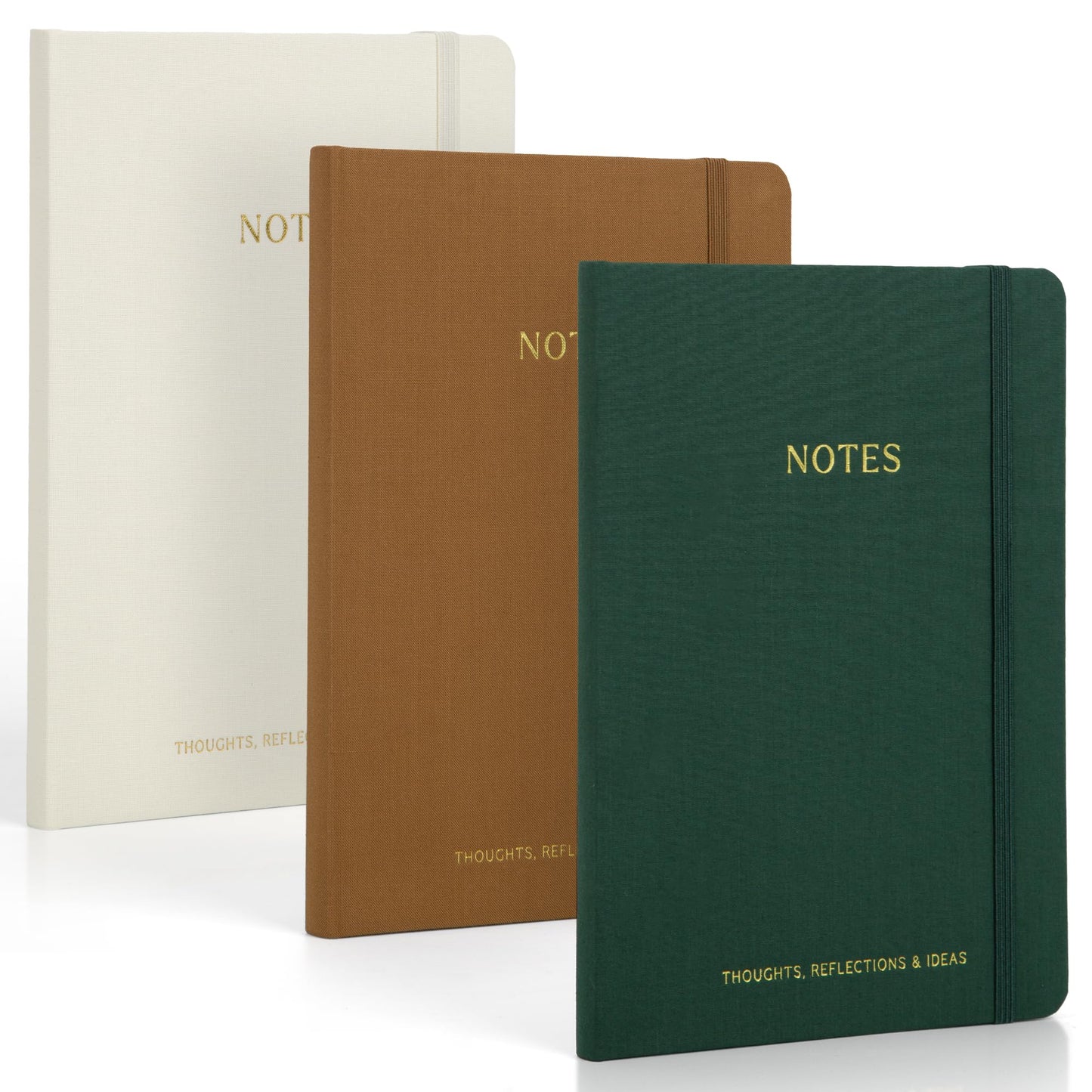 ZICOTO Aesthetic Journal Set Of 3 - Premium Linen Cover, College Ruled 8x5.7 Notebooks With Large Pockets - Ideal For Staying Organized At Work Or School