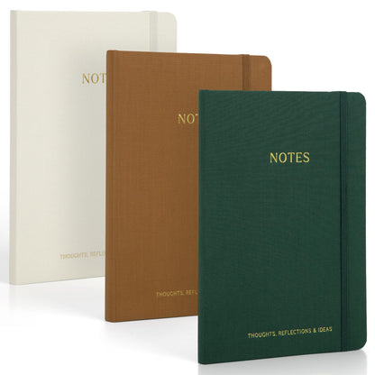 ZICOTO Aesthetic Journal Set Of 3 - Premium Linen Cover, College Ruled 8x5.7 Notebooks With Large Pockets - Ideal For Staying Organized At Work Or School