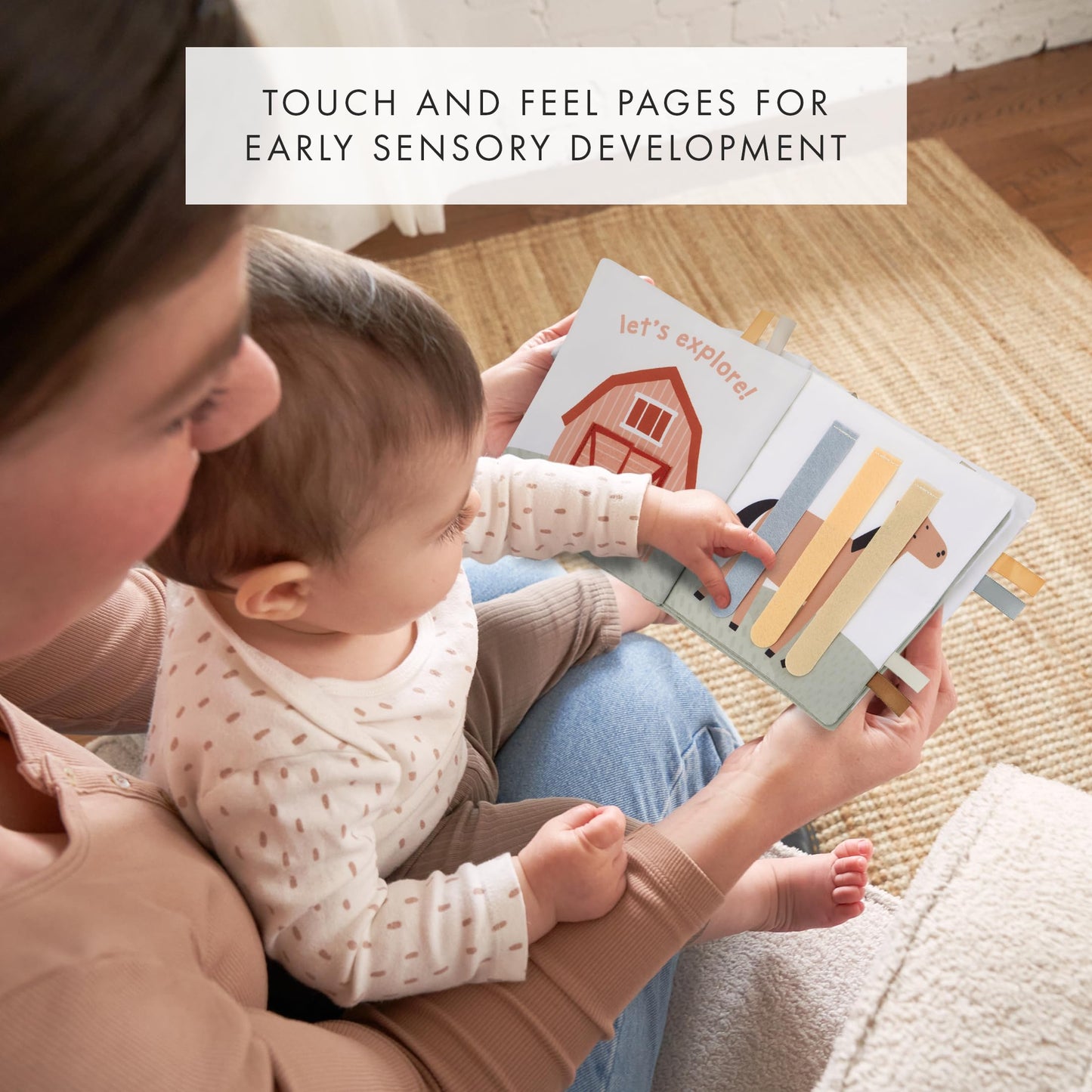 Soft Baby Book with Touch and Feel Pages - Cute Sensory Book for Babies 0-6, 6-12 & 12-18 Months with Mirror & Crinkle Paper - The Perfect Christmas Toy for Baby Showers Or as a Newborn/Infant Gift