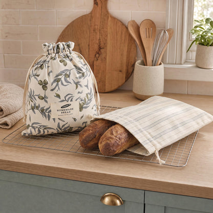 ZICOTO Charming Bread Bags for Homemade Bread - Set of 2 Beeswax-Lined Reusable Linen Bags That Keep Your Sourdough Fresh Naturally - A Thoughtful Bread Storage Gift for Bread Making Lovers