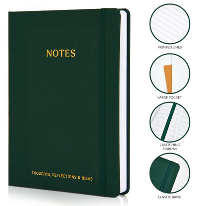 ZICOTO Aesthetic Thick Notebook Journal For Women 7" x 10" - Modern Linen Hardcover Note Book With 300 Lined Pages - Perfect For Writing And Staying Organized at Work or School