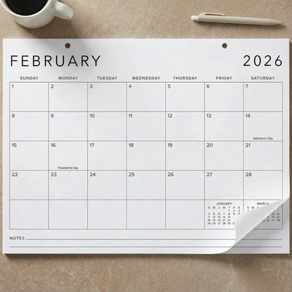Aesthetic 2026 Desk Calendar 16" x 12" - Runs From January 2026 Until July 2027 - Large Minimalistic Office Desktop/Wall Calendar Pad for Easy Organizing
