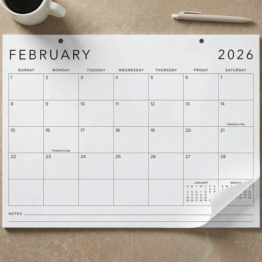 Aesthetic 2026 Desk Calendar 16" x 12" - Runs From January 2026 Until July 2027 - Large Minimalistic Office Desktop/Wall Calendar Pad for Easy Organizing