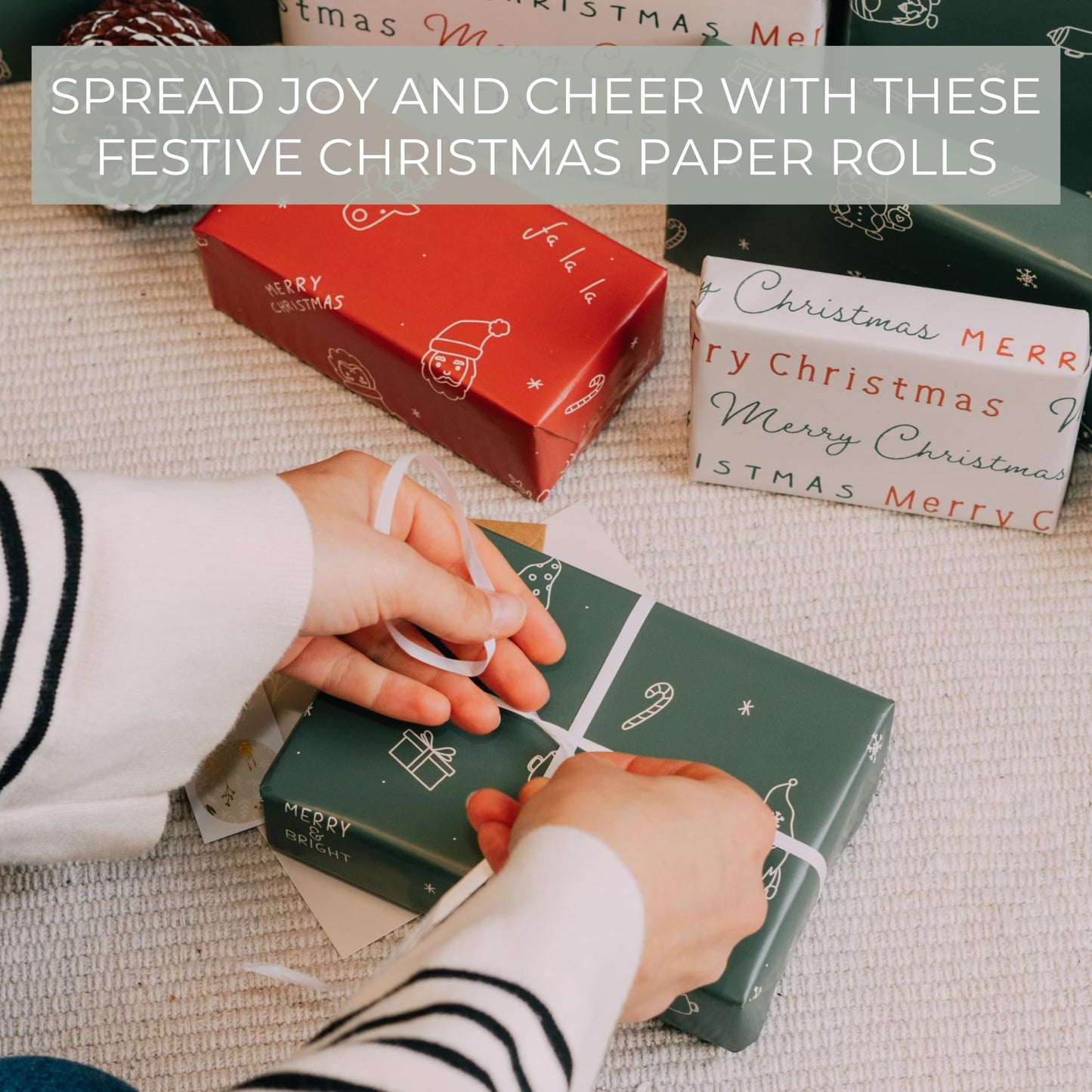 Beautiful Christmas Gift Wrapping Paper Rolls For Small & Medium Size Gifts - Set of 3 Quality Paper Rolls With Cute Designs - Add a Touch of Magic to Every Gift You Wrap - 17 in x 120 in Per Roll