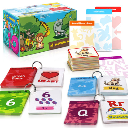 Simplified Flash Cards for Toddlers - 5X Fun Learning Flashcard Sets for Kids - Homeschool Learning Toy for Pre K - K - ABC Alphabet, Numbers, First Words, Colors, Shapes & Memory/Matching Game