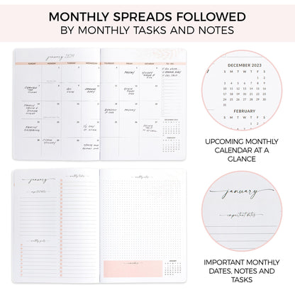 Beautiful 2024-2025 Monthly Planner and Calendar Book - Abstract To Do List Notebook Easily Organizes Your Tasks to Boost Productivity - Runs From January 2024 Until December 2025