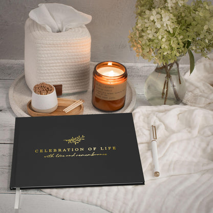 ZICOTO Modern Hard Cover Funeral Guest Book for The Celebration of Life - The Perfect in Loving Memory Book with Ample Space to Sign in for Guests - Premium Craftsmanship for Honoring Loved Ones