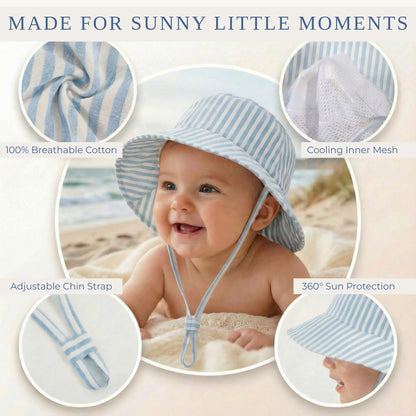 Beautiful Baby Sun Hat 0-6 Months - Adjustable Toddler Hat with UPF 50+ Sun Protection - Cute Kids Bucket Hat for Beach