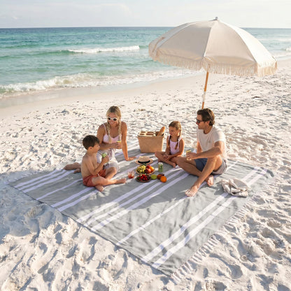 ZICOTO Beach Blanket Oversized for Family Beach Days & Picnics – Large Turkish Beach Towel, Quick-Drying and Sand-Resistant – Soft 80x80 Inch Outdoor Blanket, Lightweight Cotton Blend
