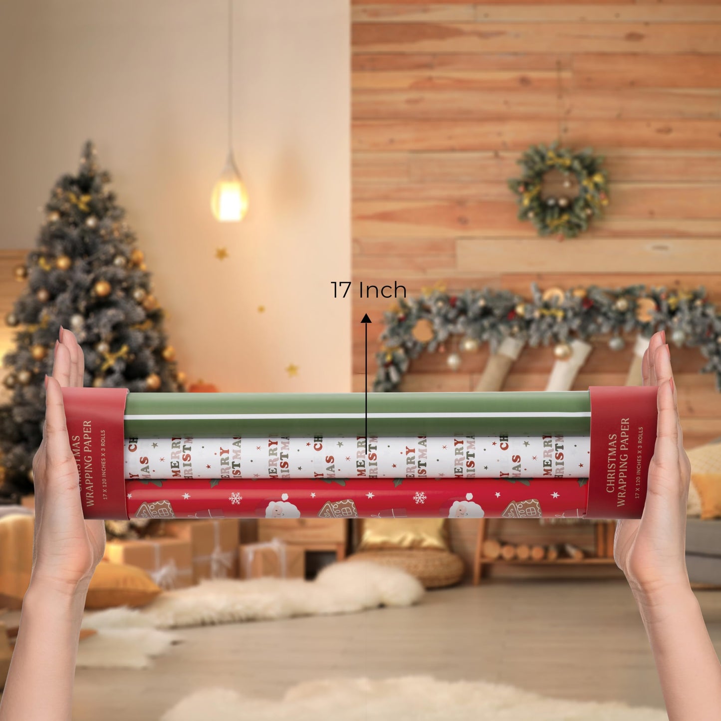 Beautiful Christmas Gift Wrapping Paper Rolls For Small & Medium Size Gifts - Set of 3 Quality Paper Rolls With Cute Designs - Add a Touch of Magic to Every Gift You Wrap - 17 in x 120 in Per Roll