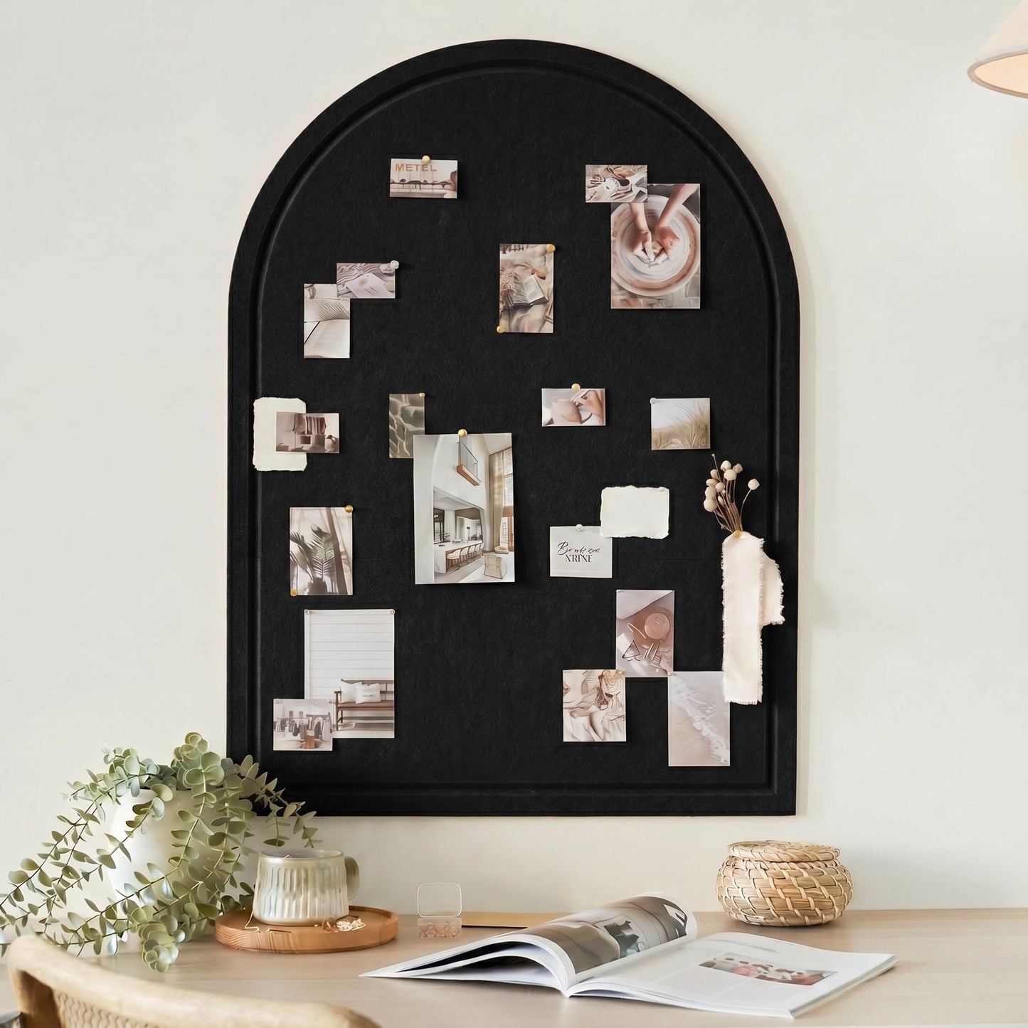 Large Arched Felt Bulletin Board - Stylish Perfectly Sized 21.5" x 17" Cork Board Alternative for Office & Wall Decor – Bulletin Board Set with Pins is Perfect to Display Your Photos
