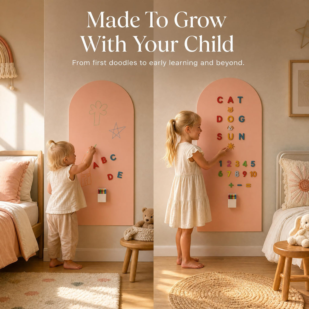 Magnetic Wall Decal Board for Kids - Great Writing Chalk Board Set