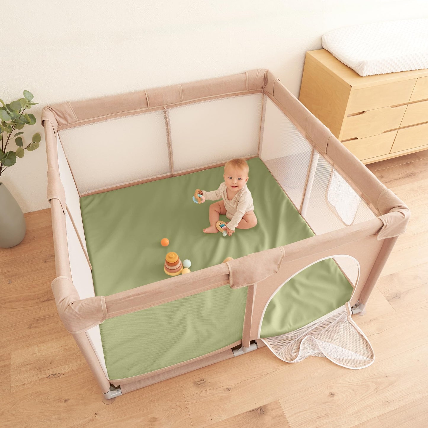 Stylish Padded Baby Play Mat for Your Boy or Girl - Extra Thick & Super Soft Vegan Leather Floor Mat Creates A Safe Play Area for Little Ones - A Beautiful Playmat That Fits Nicely Into Any Playroom