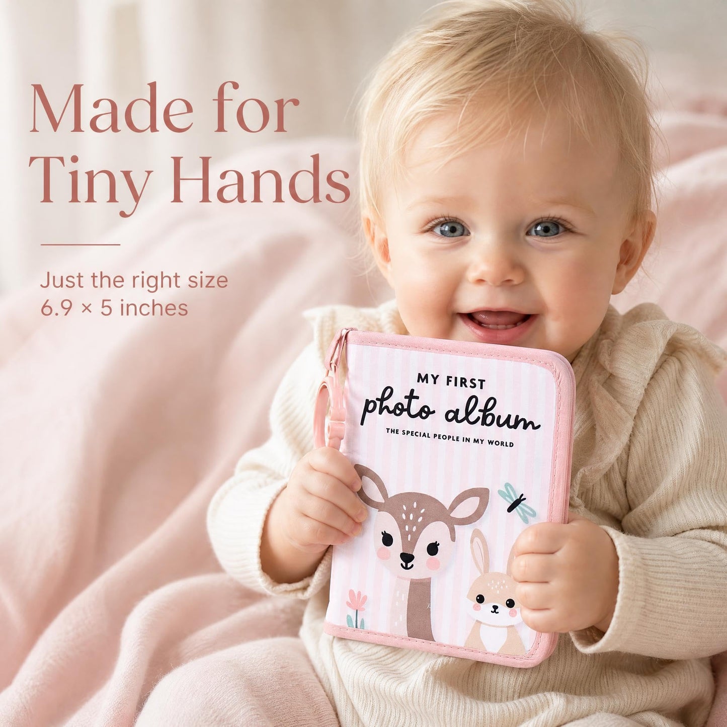 ZICOTO Adorable Baby Photo Albums with Soft Pages for Little Hands to Flip Through - First Photo Album for Baby to Recognize Family Members - Precious Baby Photo Book for Newborn & Baby Shower