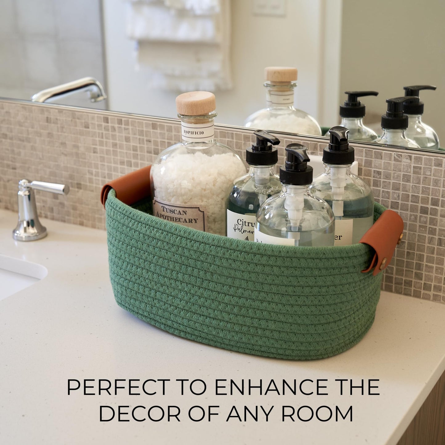 Beautiful Storage Basket Set of 5 - Modern Cotton Rope Baskets for Organizing Shelves - The Perfect Organization Bins for Nursery, Changing Table, Office and Living Room