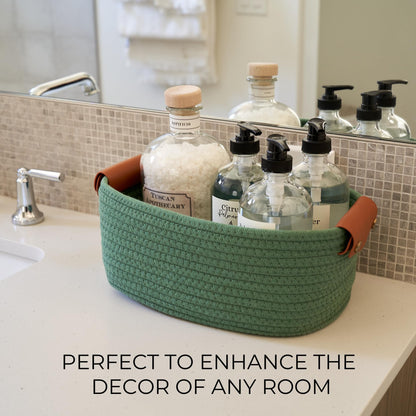 Beautiful Storage Basket Set of 5 - Modern Cotton Rope Baskets for Organizing Shelves - The Perfect Organization Bins for Nursery, Changing Table, Office and Living Room