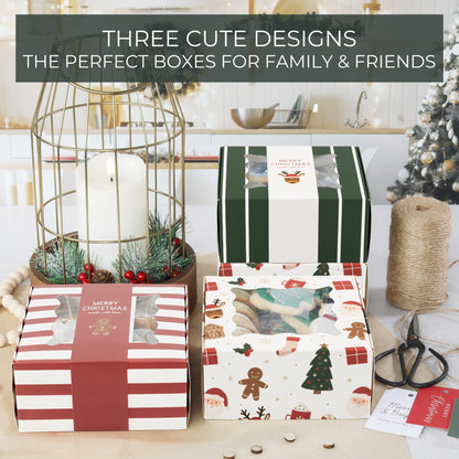 ZICOTO Beautiful Christmas Cookie Boxes Set Of 9 - Cute Containers Are Great To Share Delicious Homemade Cookies, Candy Or Cupcakes