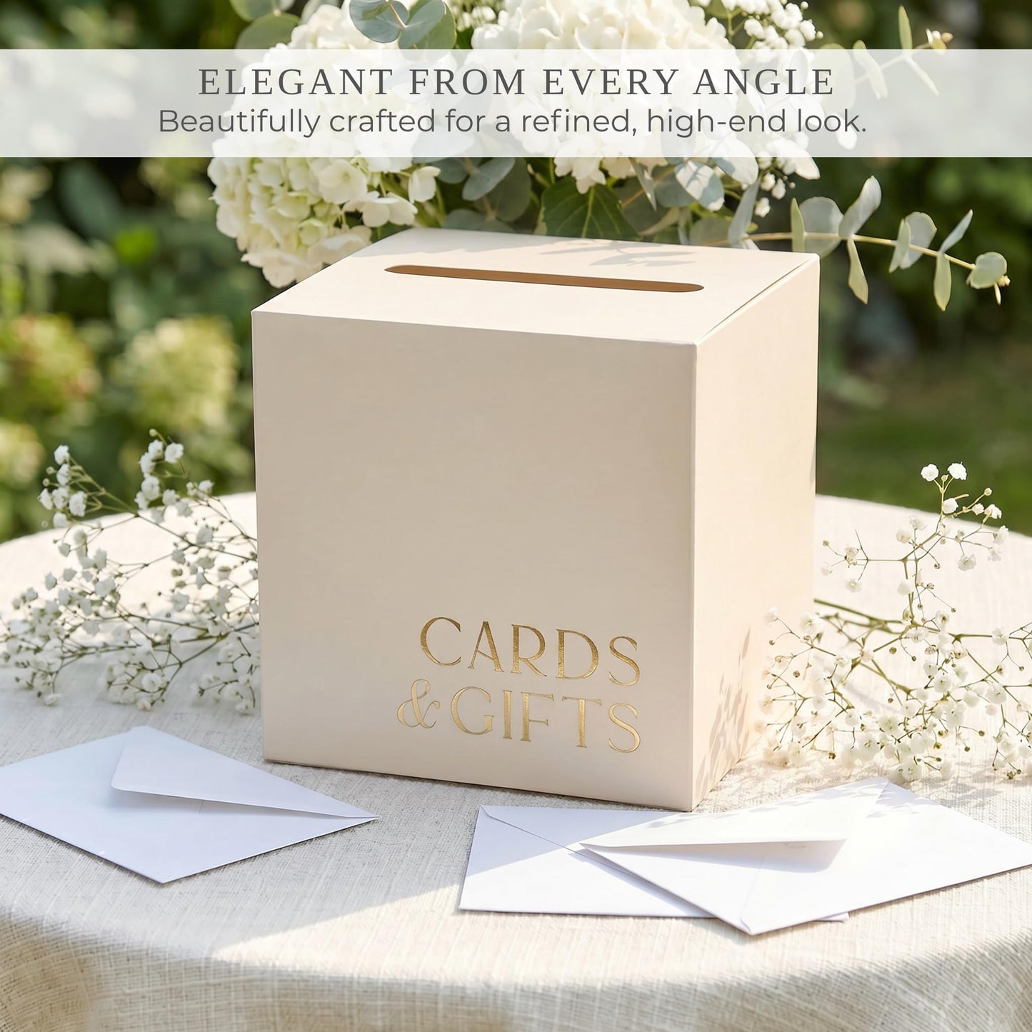 ZICOTO Elegant Wedding Card Box for a Beautiful Reception Gift Table – Lovely Card Box for Wedding, Graduation and Celebration Decor – Charming Envelope Gift Box
