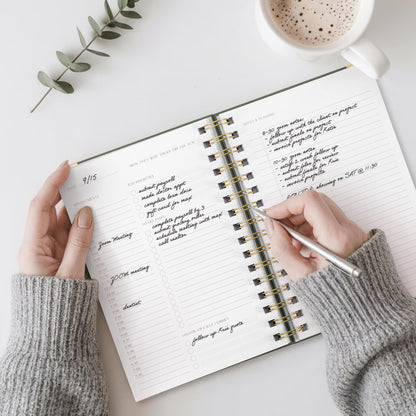 Aesthetic Daily Planner And Notebook With Hourly Schedule -Beautiful Spiral To do List Notepad For Work/Home to Organize Tasks And Appointments - Stylish School/Office Supplies Book For Women