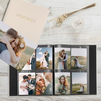 Beautiful Linen Photo Album For 4x6 Photos - Safely Holds Up To 256 Pictures of Unique Memories - The Perfect Large Photo Book To Store All Pictures of Treasured Family, Baby or Wedding Moments