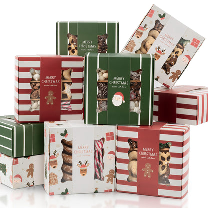 Beautiful Christmas Cookie Boxes Set Of 9 - Cute Containers Are Perfect To Share Delicious Homemade Cookies, Candy Or Cupcakes With Friends & Family - Sturdy Tins With Lids For Holiday Gift Giving