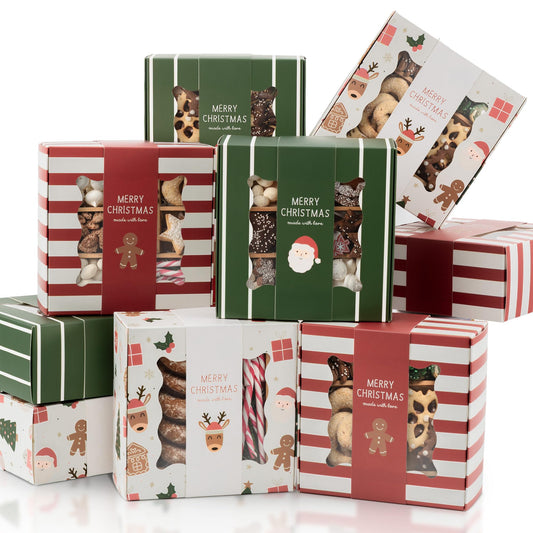 Beautiful Christmas Cookie Boxes Set Of 9 - Cute Containers Are Perfect To Share Delicious Homemade Cookies, Candy Or Cupcakes With Friends & Family - Sturdy Tins With Lids For Holiday Gift Giving