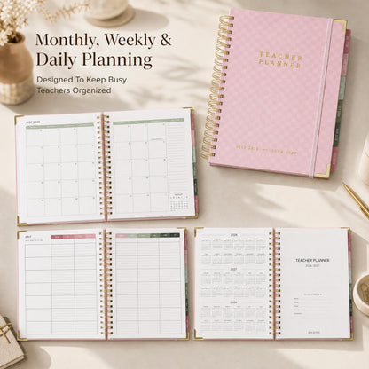 Aesthetic Teacher Planner For The 2026-2027 Academic School Year - Your All Incl. 8.5" x 11" Lesson Plan Book Supplies - Easily Organize Your Daily, Weekly & Monthly Classroom/Homeschool Schedule