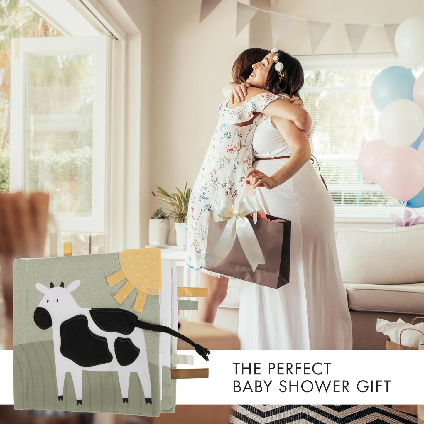 Soft Baby Book with Touch and Feel Pages - Cute Sensory Book for Babies 0-6, 6-12 & 12-18 Months with Mirror & Crinkle Paper - The Perfect Christmas Toy for Baby Showers Or as a Newborn/Infant Gift