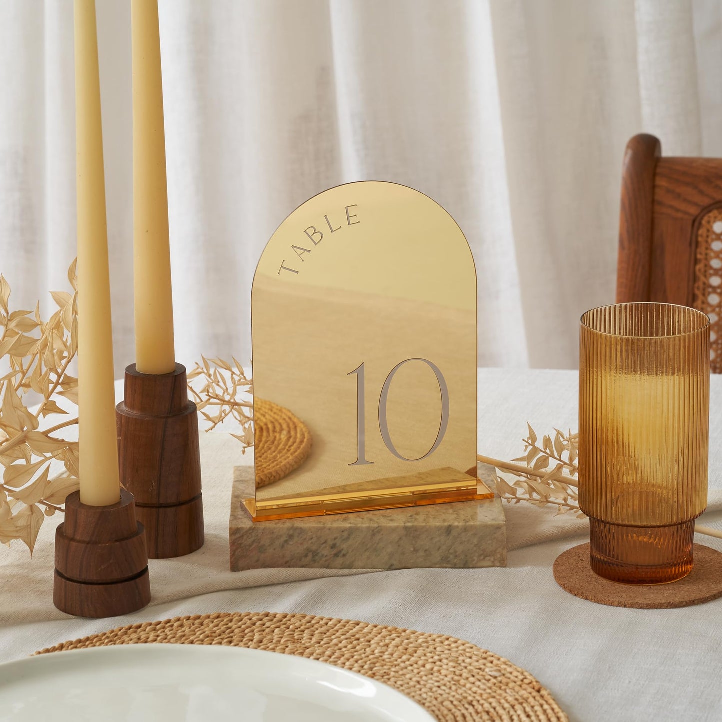 ZICOTO Beautiful Gold Wedding Table Numbers with Stands - Elegant Double Sided 5x7 inch Acrylic Signs Numbered 1-15 - The Perfect Decor for Your Wedding Reception Or Events