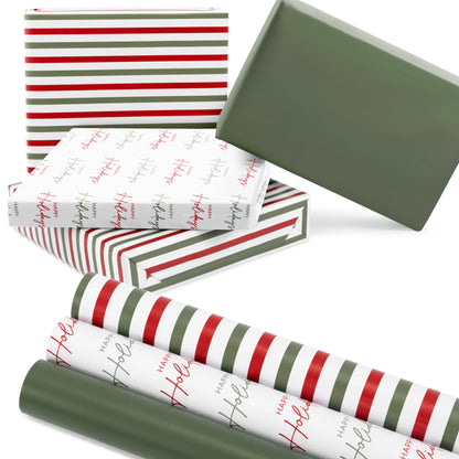 Beautiful Christmas Gift Wrapping Paper Rolls For Small & Medium Size Gifts - Set of 3 Quality Paper Rolls With Vintage Designs - Add a Touch of Magic to Every Gift You Wrap - 17 in x 120 in/Roll