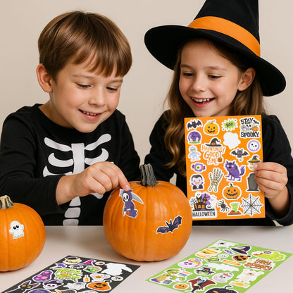 Fun Halloween Stickers for Kids - Large Set of 200 Spooky Stickers for Halloween Party Favors, Classroom Decor, Gifts, Treats, Crafts and Toys - Fun Bulk Stickers for Trick-or-Treat Bags and Baskets