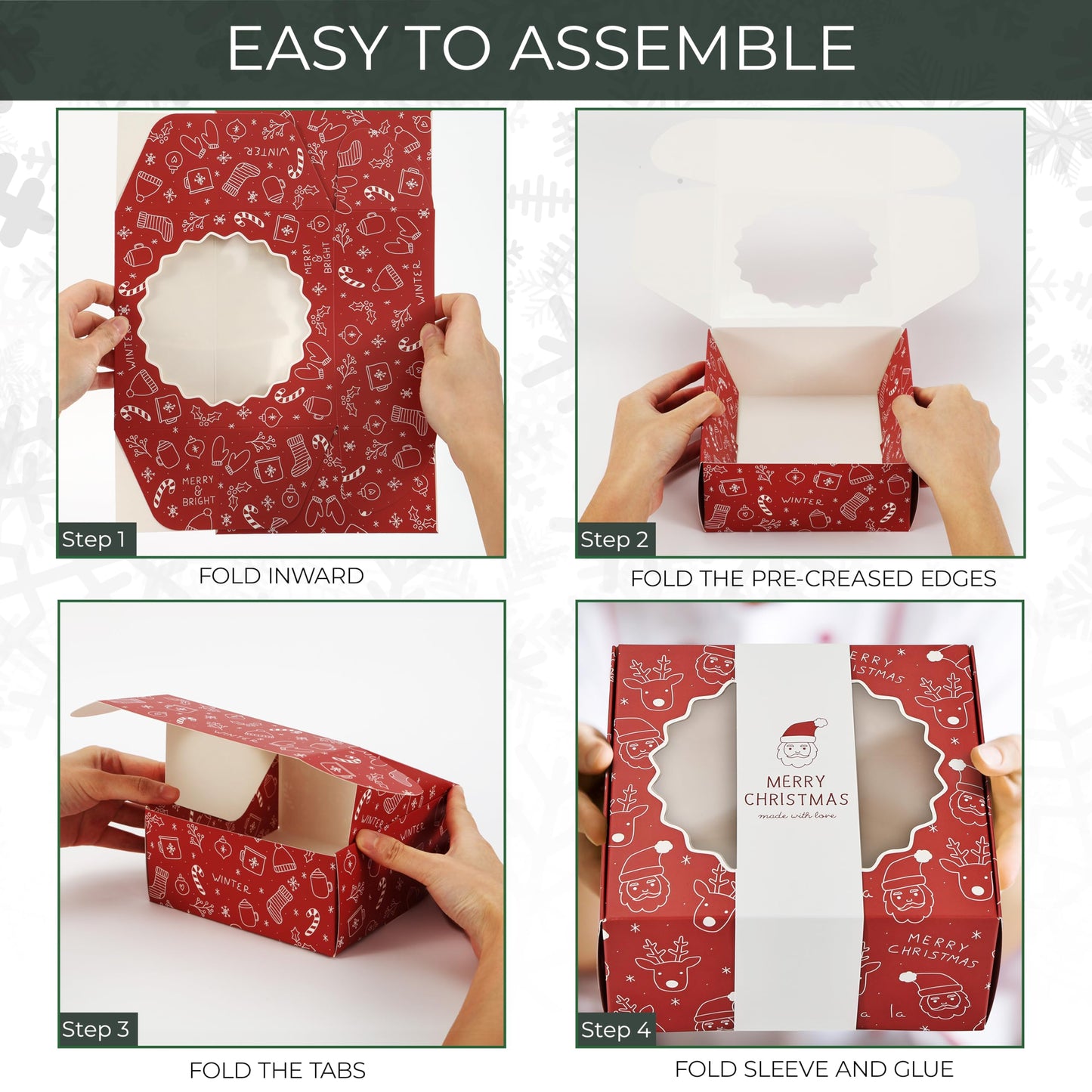 Beautiful Christmas Cookie Boxes Set Of 9 - Cute Containers Are Perfect To Share Delicious Homemade Cookies, Candy Or Cupcakes With Friends & Family - Sturdy Tins With Lids For Holiday Gift Giving