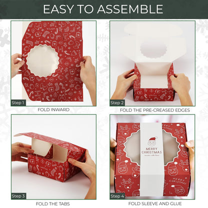 Beautiful Christmas Cookie Boxes Set Of 9 - Cute Containers Are Perfect To Share Delicious Homemade Cookies, Candy Or Cupcakes With Friends & Family - Sturdy Tins With Lids For Holiday Gift Giving