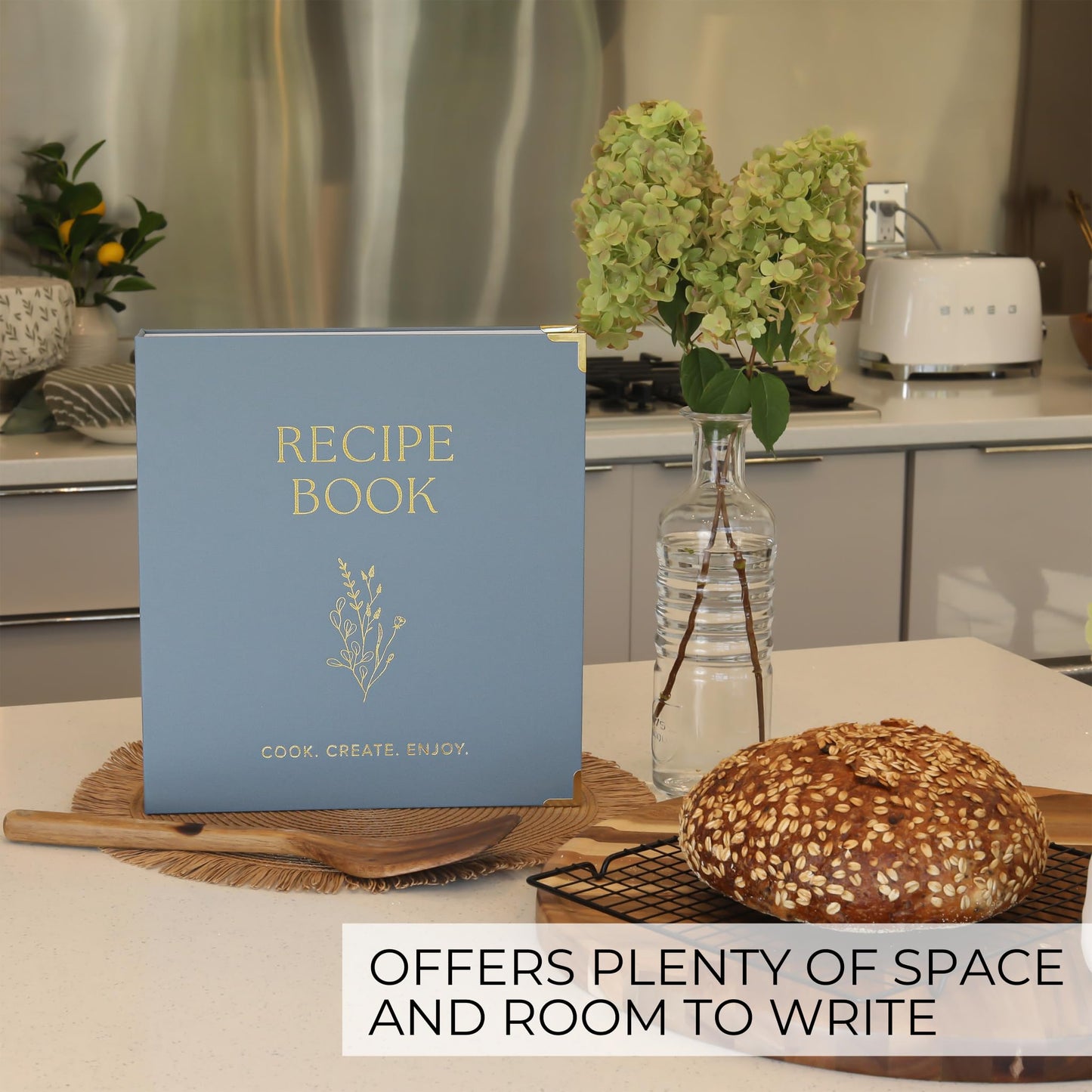 Aesthetic 8.5" x 11" Recipe Binder with Waterproof Cover - The Perfect Recipe Book with Plastic Sleeves to Write in Your Own Recipes - Quality Blank Cookbook Binder, Cards incl.