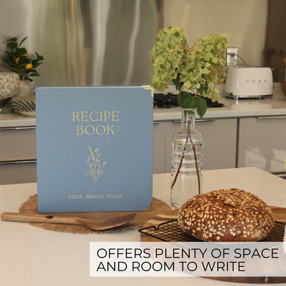 Aesthetic 8.5" x 11" Recipe Binder with Waterproof Cover - The Perfect Recipe Book with Plastic Sleeves to Write in Your Own Recipes - Quality Blank Cookbook Binder, Cards incl.