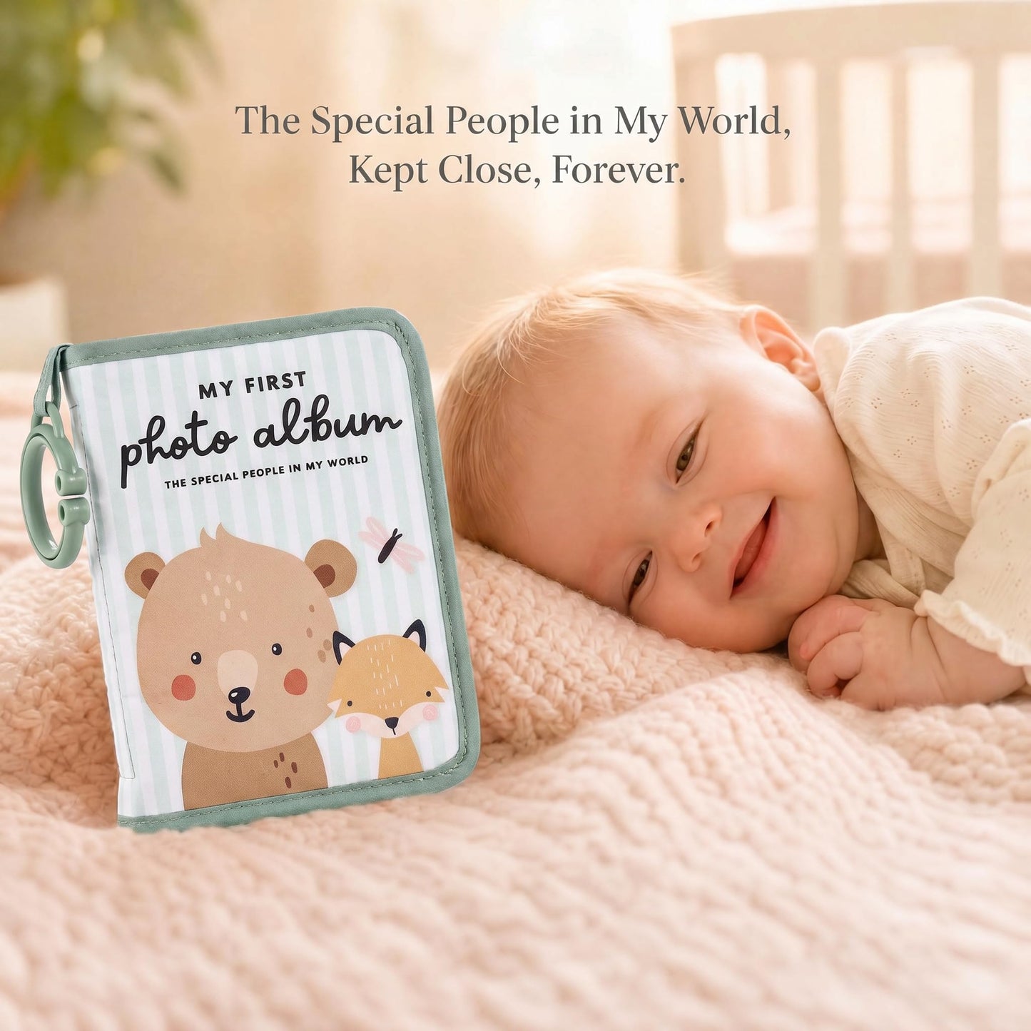 ZICOTO Adorable Baby Photo Albums with Soft Pages for Little Hands to Flip Through - First Photo Album for Baby to Recognize Family Members - Precious Baby Photo Book for Newborn & Baby Shower