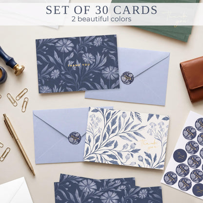 ZICOTO Beautiful Thank You Cards Set of 30 with Envelopes and Stickers