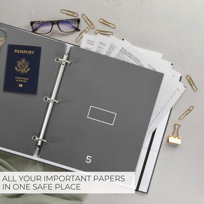 Aesthetic Document Organizer Folio - Linen Cover Life and Family Emergency Binder - Perfect Files Organizer for Your Important Documents, Birth Certificates, Passports, Social Security Cards, Photo