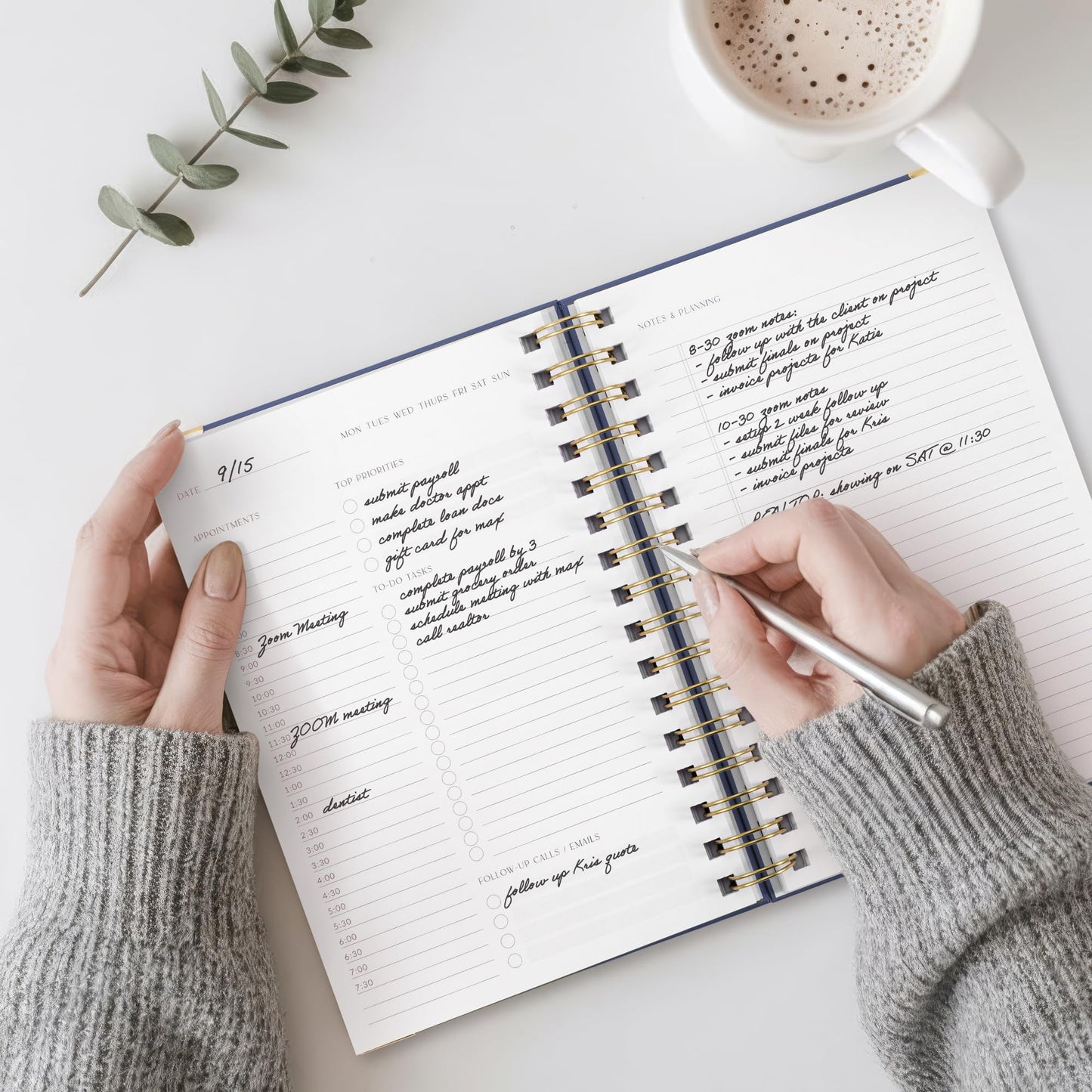 Aesthetic Daily Planner And Notebook With Hourly Schedule -Beautiful Spiral To do List Notepad For Work/Home to Organize Tasks And Appointments - Stylish School/Office Supplies Book For Women