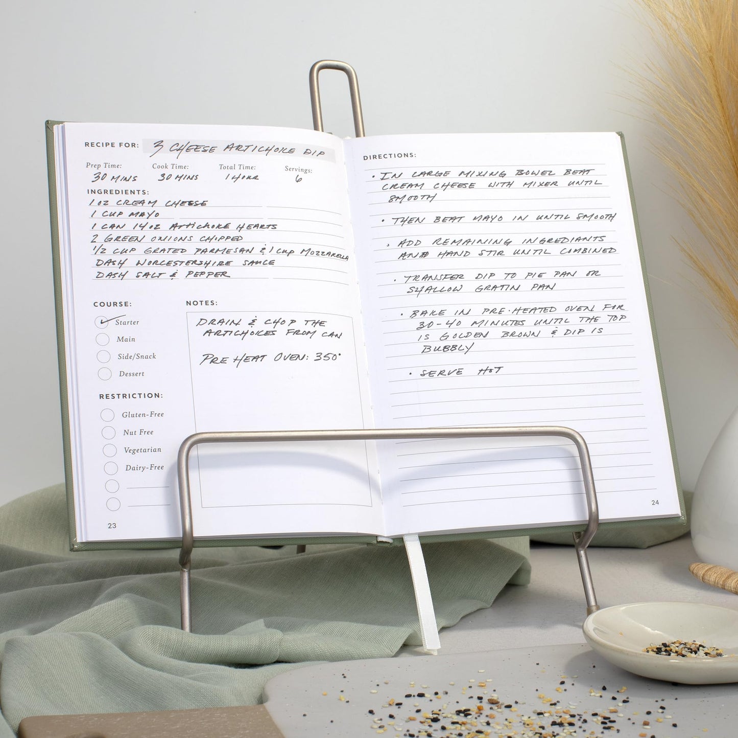 Aesthetic Blank Recipe Book with Waterproof Cover - The Perfect Recipe Notebook To Write In Your Own Recipes - Beautiful Blank Cookbook to Organize Your Recipes