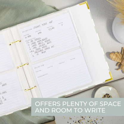 Aesthetic Recipe Binder with Waterproof Cover - The Perfect Recipe Book with Plastic Sleeves to Write in Your Own Recipes - Quality Blank Cookbook Binder, Cards incl.
