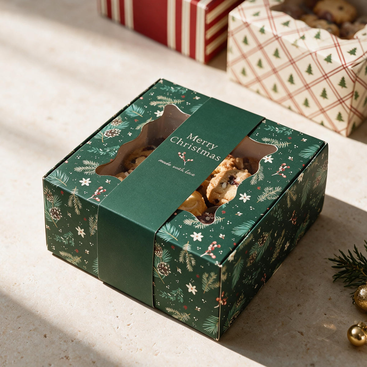 ZICOTO Beautiful Christmas Cookie Boxes Set Of 9 - Cute Containers to Share
