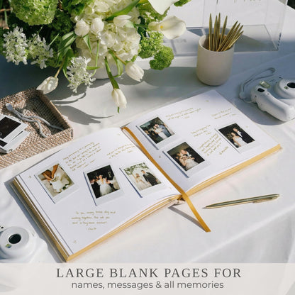ZICOTO Beautiful Wedding Guest Book for Your Wedding Reception - Simply Elegant Guestbook to Sign in and Add Polaroid Photos - The Perfect Baby Shower Guest Book for The Special Day