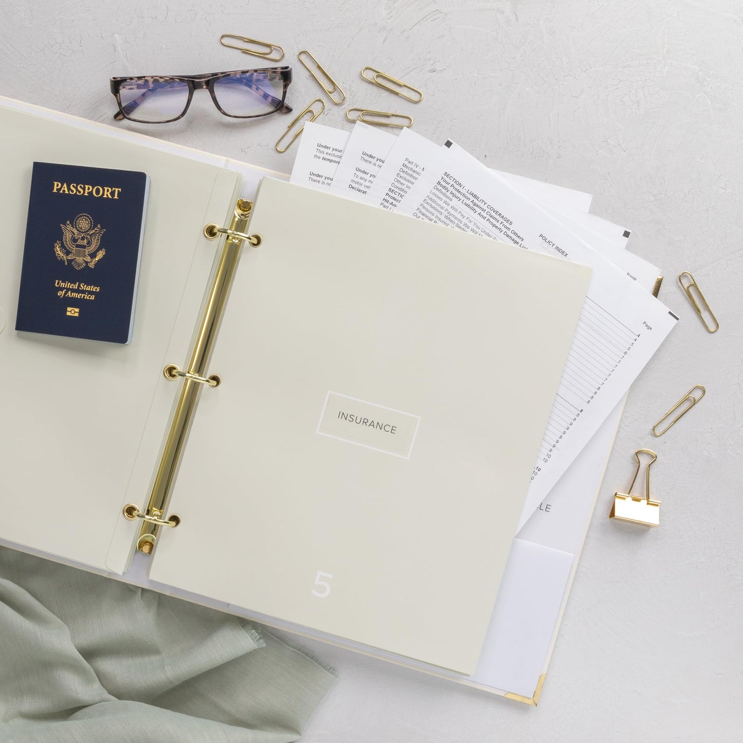 Aesthetic Document Organizer - Linen Cover Life and Family Emergency Binder - Perfect Files Organizer for Your Important Documents, Birth Certificates, Passports, Social Security Cards, Photo